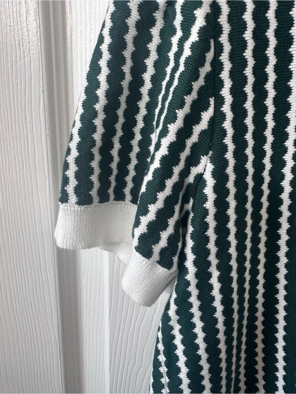 Ben Sherman Dark Green & White Wave-Pattern Polo - Picture 3 of 6
